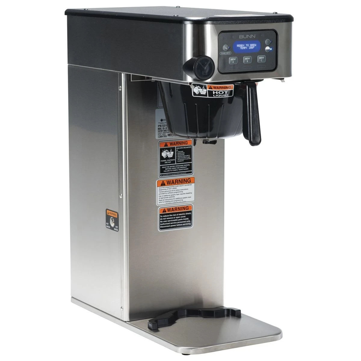 BUNN® Bunn 53100.0000 ICB Infusion Series Coffee Brewer-Dual Volt, 120V, Digital Readout Displays 1 BUNN® Bunn 53100.0000 ICB Infusion Series Coffee Brewer-Dual Volt, 120V, Digital Readout Displays