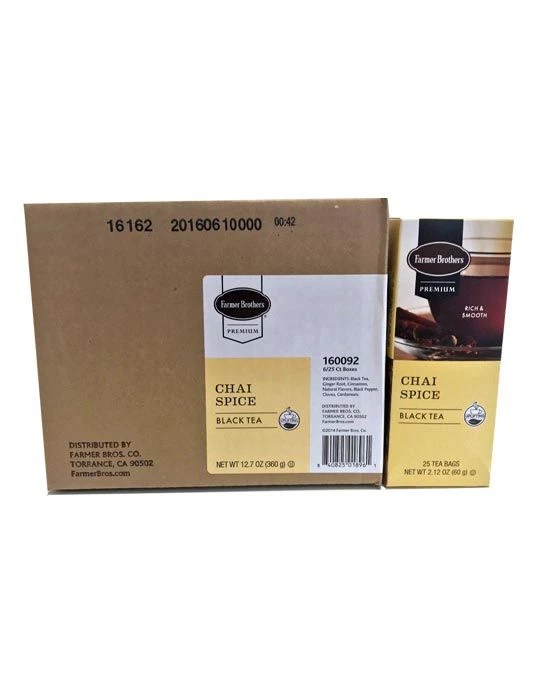 Farmer Brothers Premium: Chai Spice Hot Tea, 6/25 Ct Tea Boxes 1 Farmer Brothers Premium: Chai Spice Hot Tea, 6/25 Ct Tea Boxes