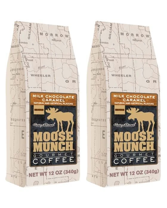 Harry & David Milk Chocolate Caramel Moose Munch Coffee - 2 Items Included Two 12 Oz Bags 1 Harry & David Milk Chocolate Caramel Moose Munch Coffee - 2 Items Included Two 12 Oz Bags