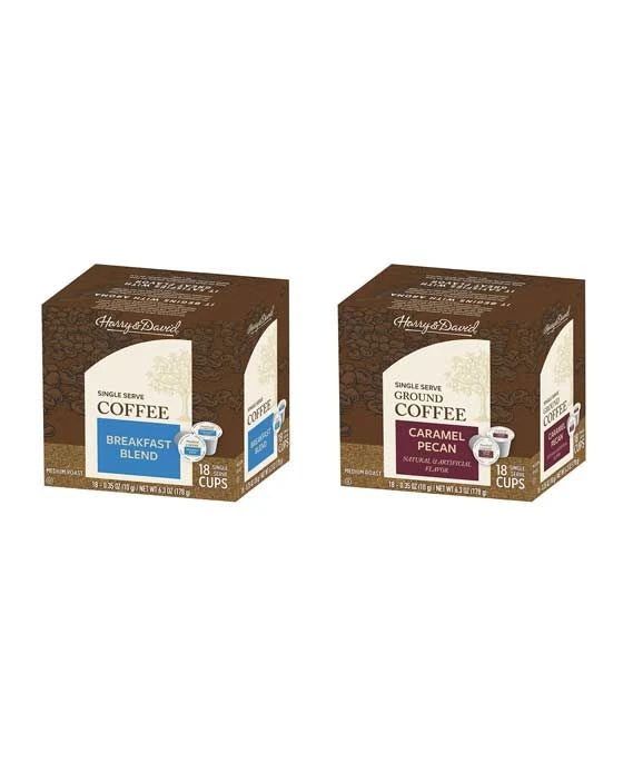 Harry & David Coffee Combo, Breakfast Blend, Caramel Pecan 2/18 Ct Boxes 1 Harry & David Coffee Combo, Breakfast Blend, Caramel Pecan 2/18 Ct Boxes