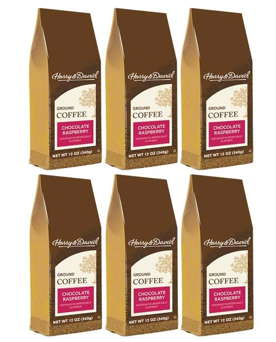 Harry & David Chocolate Raspberry Ground Coffee, 6 Bags (12 Oz Each) 1 Harry & David Chocolate Raspberry Ground Coffee, 6 Bags (12 Oz Each)