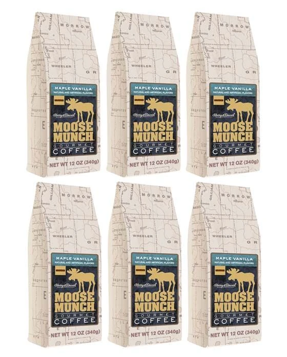 Harry & David Maple Vanilla Moose Munch Gourmet Coffee 6 Bags (12 Oz Each) 1 Harry & David Maple Vanilla Moose Munch Gourmet Coffee 6 Bags (12 Oz Each)