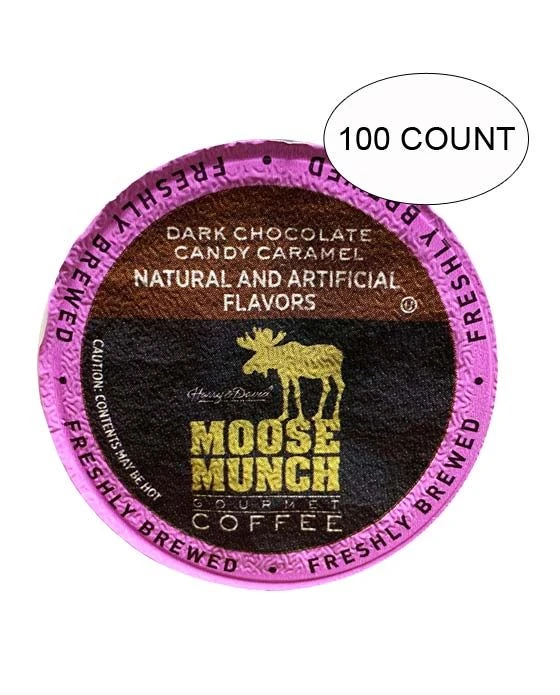 Moose Munch Coffee By Harry & David, Dark Chocolate Candy Caramel, 100 Single Serve Cups 1 Moose Munch Coffee By Harry & David, Dark Chocolate Candy Caramel, 100 Single Serve Cups