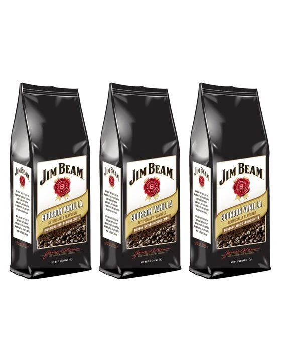 Jim Beam Bourbon Vanilla Bourbon Flavored Ground Coffee, 3 Bags (12 Oz Ea.) 1 Jim Beam Bourbon Vanilla Bourbon Flavored Ground Coffee, 3 Bags (12 Oz Ea.)