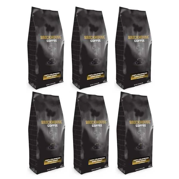 Brickhouse Ground Coffee, BRICKHOUSE Blend: 100% Colombian Dark Roast, 6/12 Oz Bags 1 Brickhouse Ground Coffee, BRICKHOUSE Blend: 100% Colombian Dark Roast, 6/12 Oz Bags