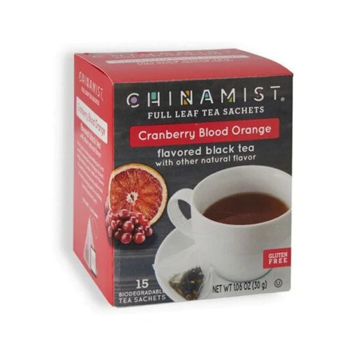China Mist - Cranberry Blood Orange Organic Black Full Leaf Tea Sachet, 15 Count