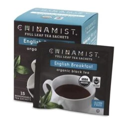 China Mist - English Breakfast Organic Black Full Leaf Tea Sachet, 4 Boxes 15 Count Each -Beverage Shop china mist english breakfast organic black full leaf tea sachet 15 cnt box 1 1