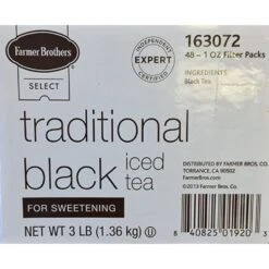Farmer Brothers Black Iced Tea For Sweetening, 4 Boxes - 48/1 Oz 5 Farmer Brothers Black Iced Tea For Sweetening, 4 Boxes - 48/1 Oz -Beverage Shop fbtradblack 1 2