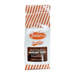 Junior's Most Fabulous Hazelnut Torte, Medium Roast Ground Coffee, 6/12 Oz Bags -Beverage Shop juniorhazelnut 1 2