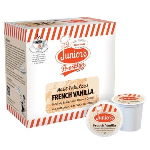 Junior's Most Fabulous French Vanilla, Medium Roast Single Single Serve 4/18 Count