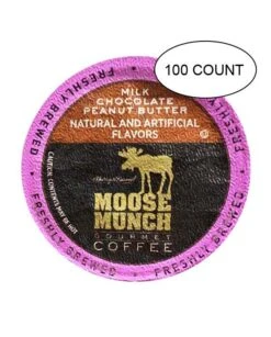 Moose Munch Coffee By Harry & David, Milk Chocolate Peanut Butter, 100 Single Serve Cups