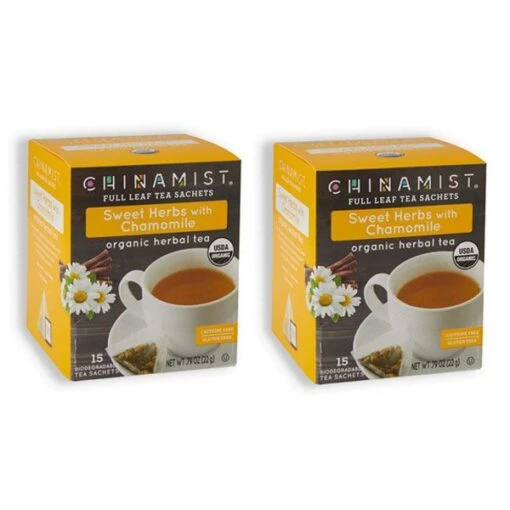China Mist - Organic Sweet Herbs With Chamomile Herbal Tea Sachets, 2 Box 15 Count Each